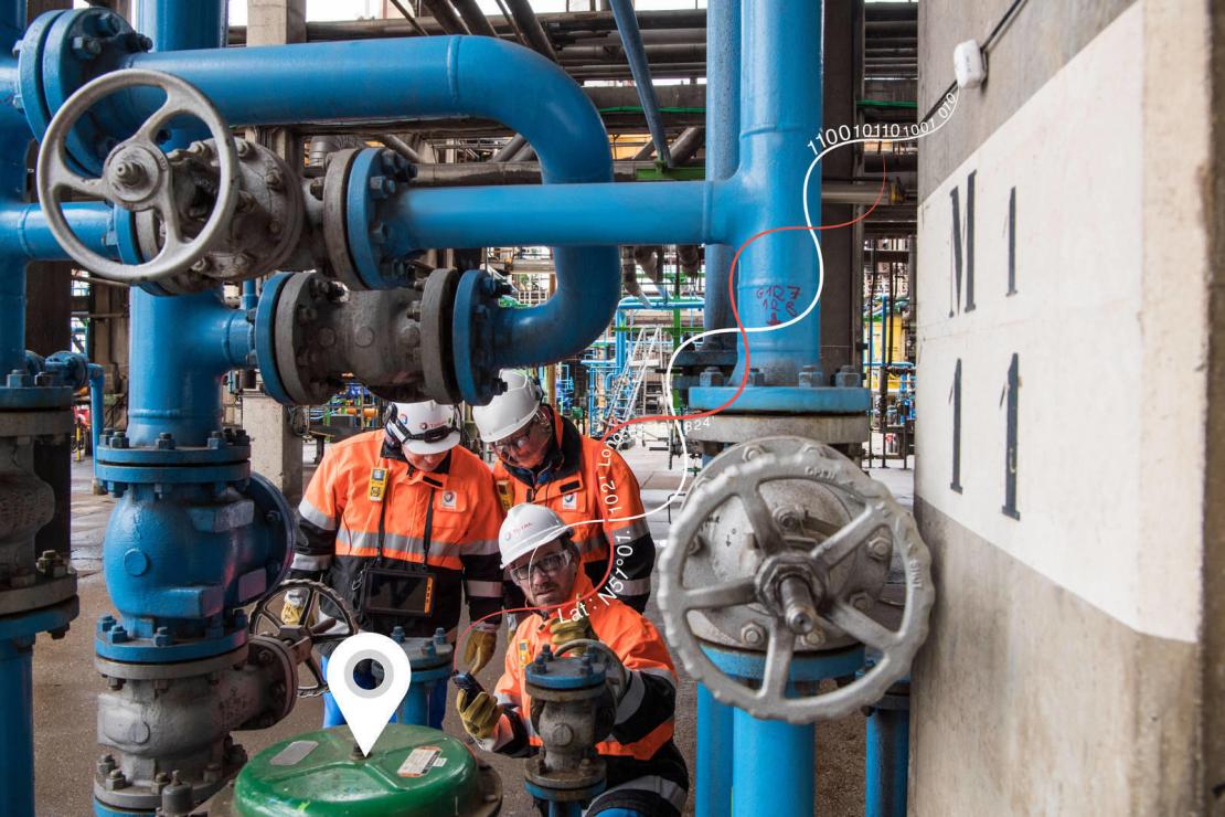 Digital Industriel au centre de formation Oleum : utilisation de matériel digital permettant la mobilité. Raffinerie des Flandres Total à Mardyck-Dunkerque.